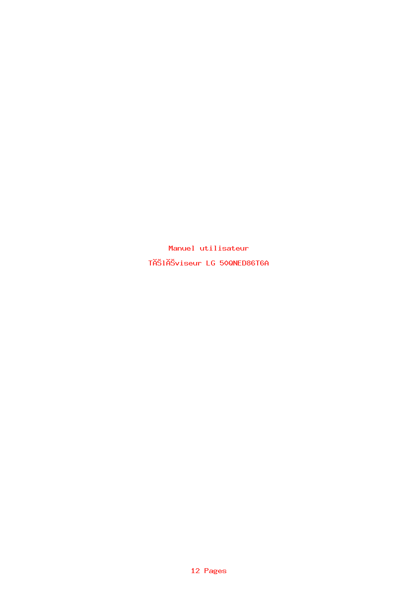 Page 1 de la notice Manuel utilisateur LG 50QNED86T6A