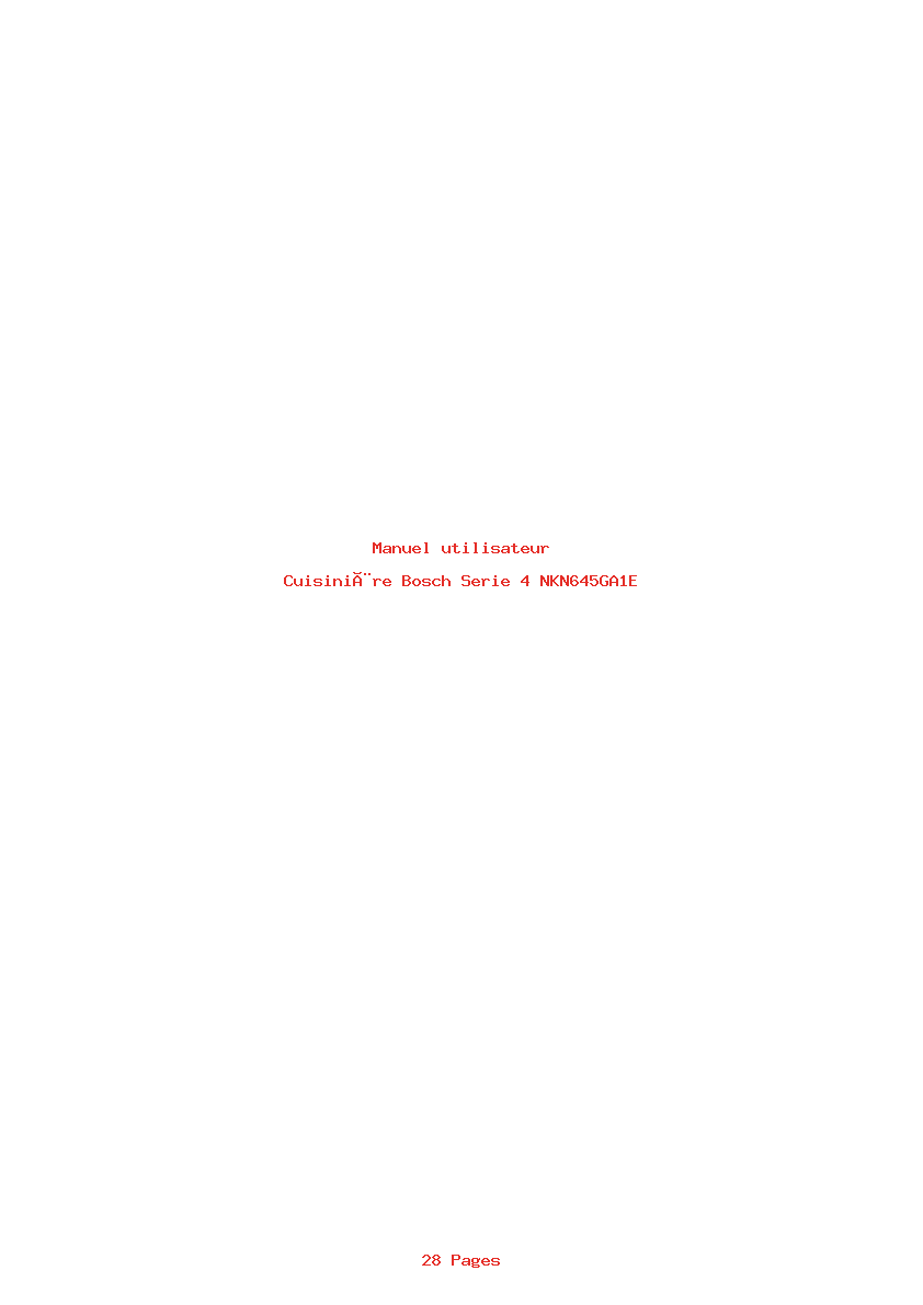 Page 1 de la notice Manuel utilisateur Bosch Serie 4 NKN645GA1E