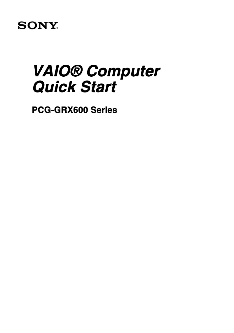 Page 1 de la notice Guide d'installation Sony Vaio PCG-GRX690K