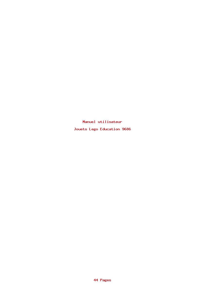Page 1 de la notice Manuel utilisateur Lego Education 9686