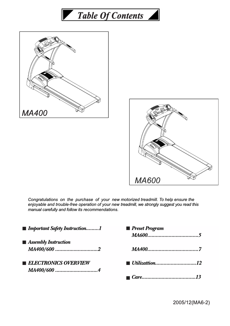 Page 1 de la notice Manuel utilisateur StrengthMaster MA-400
