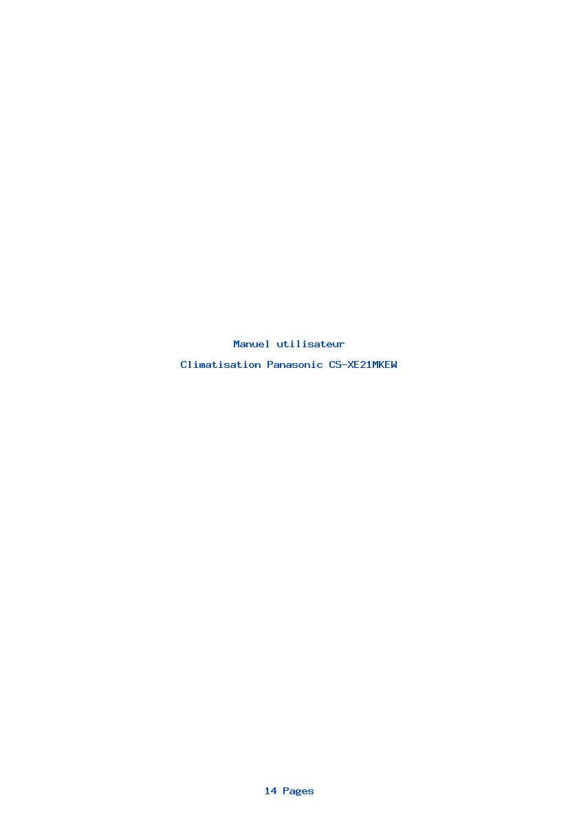 Page 1 de la notice Manuel utilisateur Panasonic CS-XE21MKEW