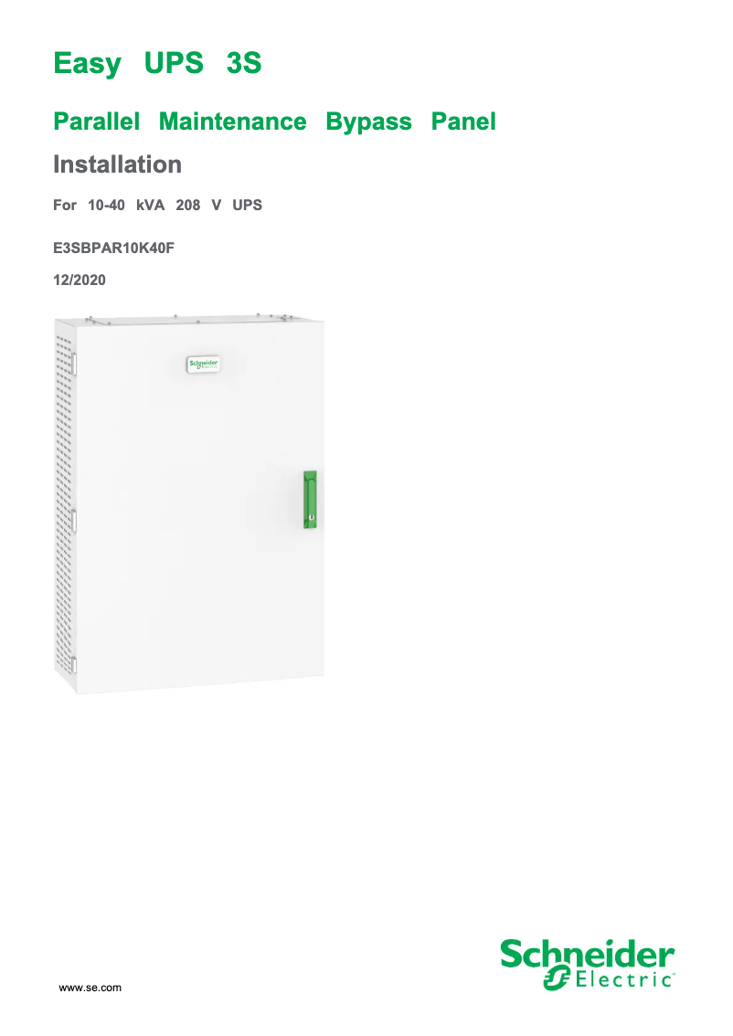 Página 1 del manual Manual de usuario APC E3SBPAR10K40F