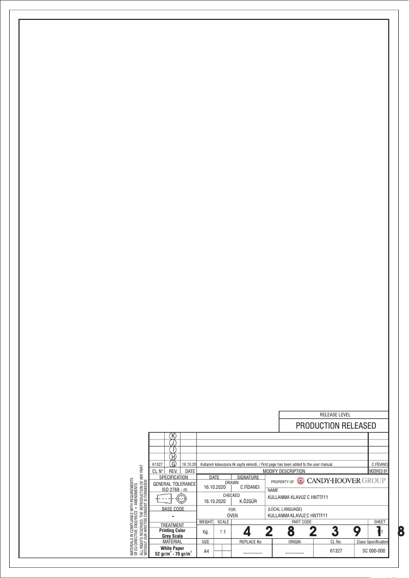Página 1 del manual Manual de usuario Candy FCP605WXL