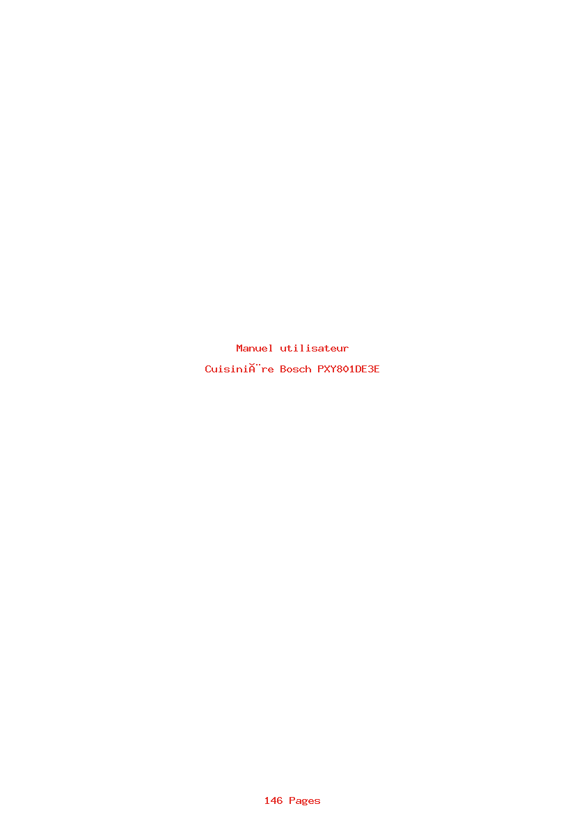 Page 1 de la notice Manuel utilisateur Bosch PXY801DE3E