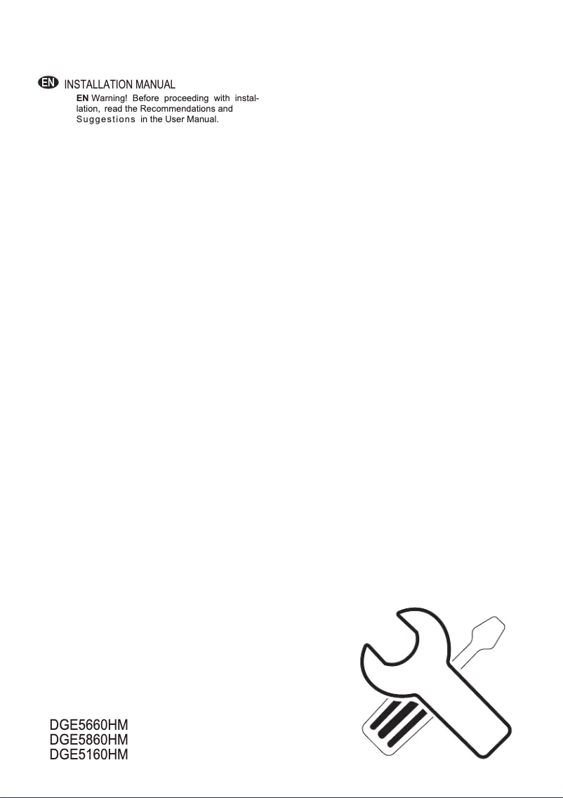 Page 1 de la notice Guide d'installation AEG DGE5160HM