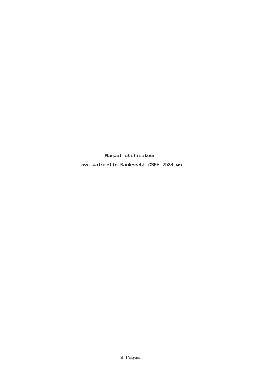 Page 1 de la notice Manuel utilisateur Bauknecht GSFH 2984 ws