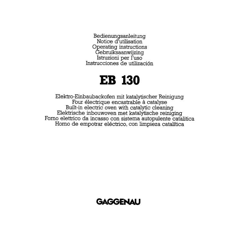 Página 1 del manual Manual de usuario Gaggenau EB130910