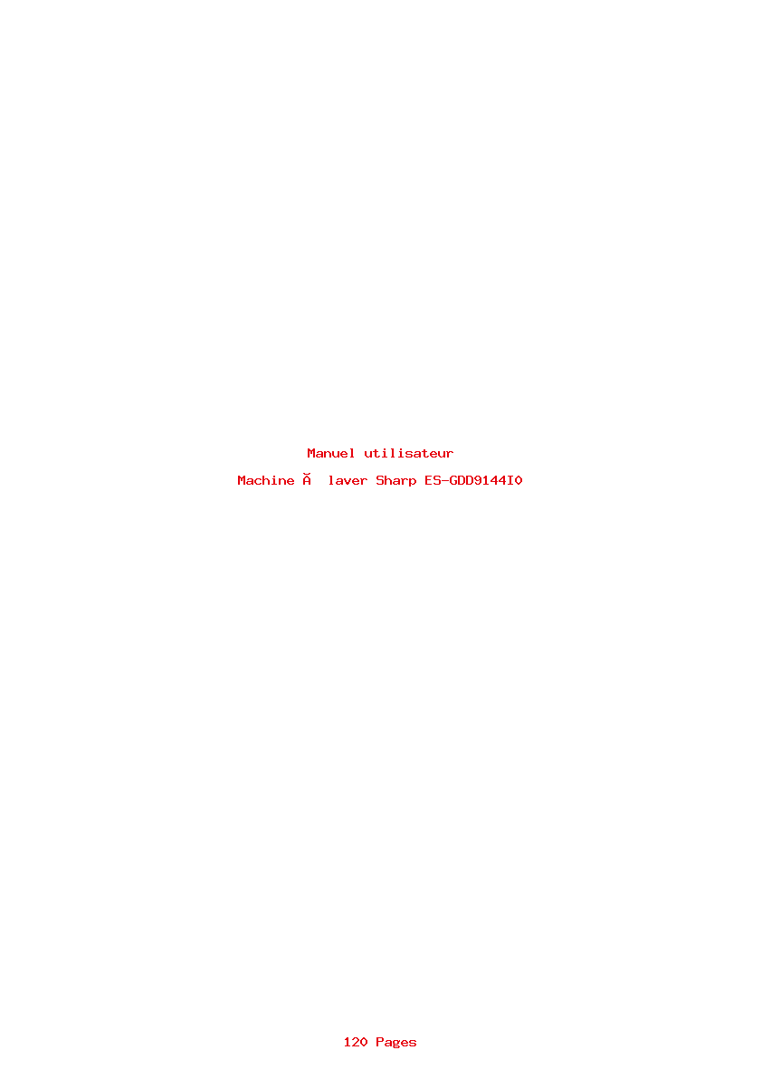 Page 1 de la notice Manuel utilisateur Sharp ES-GDD9144I0