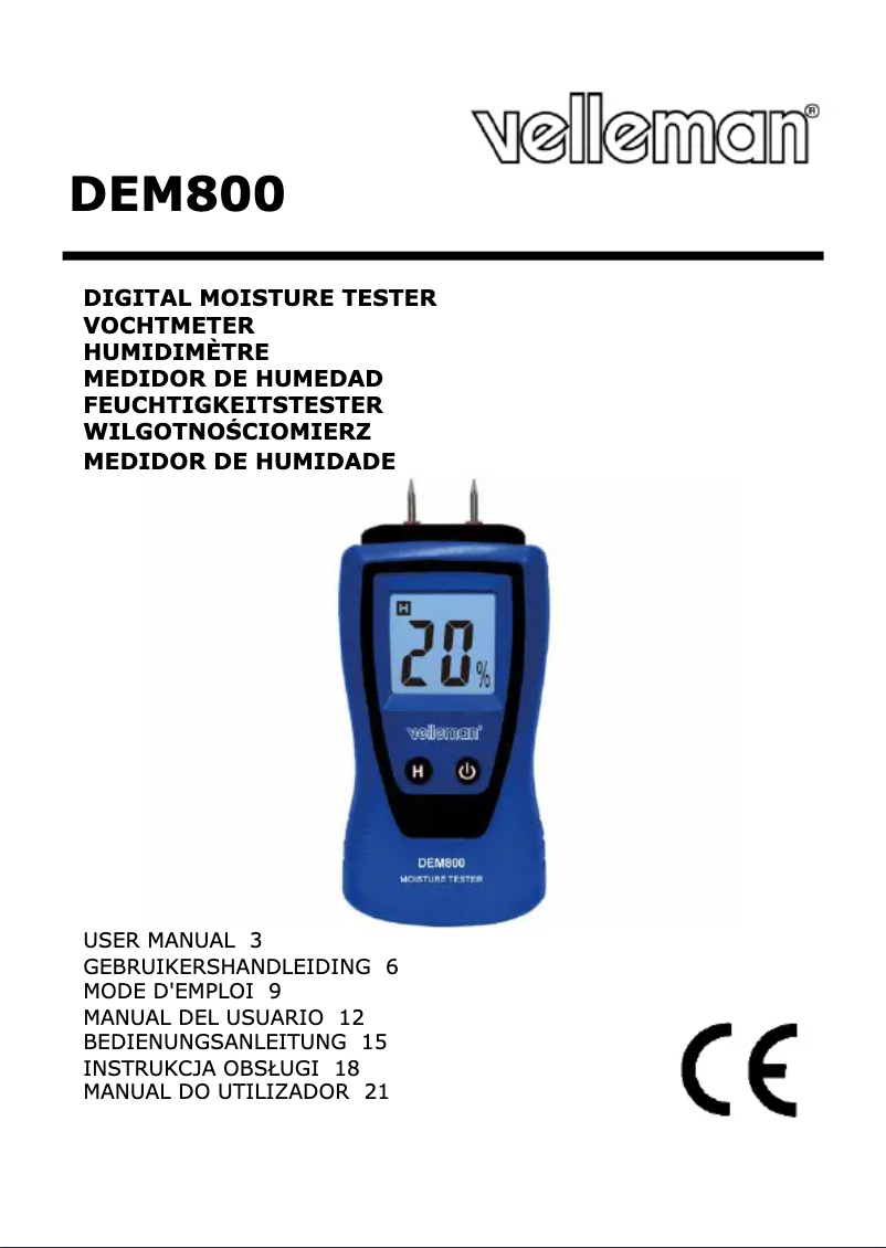 Page 1 de la notice Manuel utilisateur Velleman DEM800