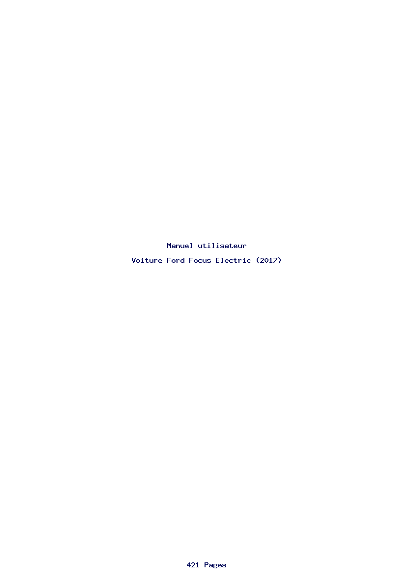 Page 1 de la notice Manuel utilisateur Ford Focus Electric (2017)