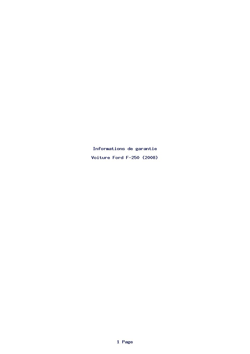 Page 1 de la notice Informations de garantie Ford F-250 (2008)