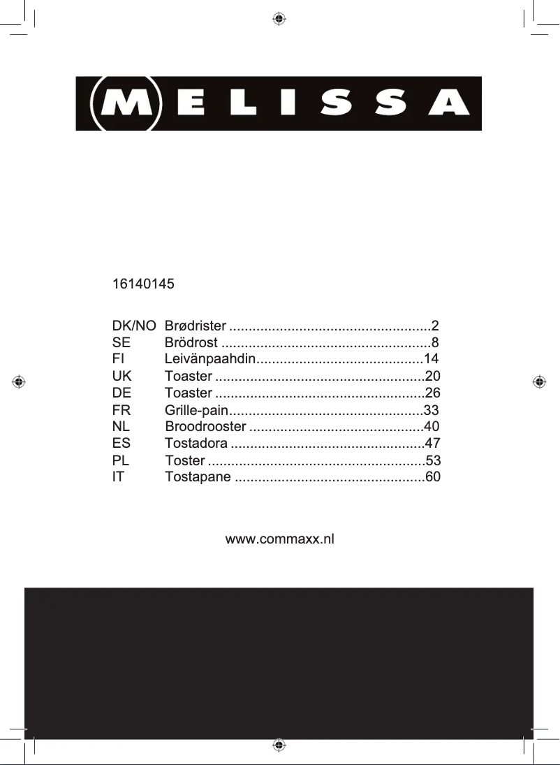 Page 1 de la notice Manuel utilisateur Melissa 16140145