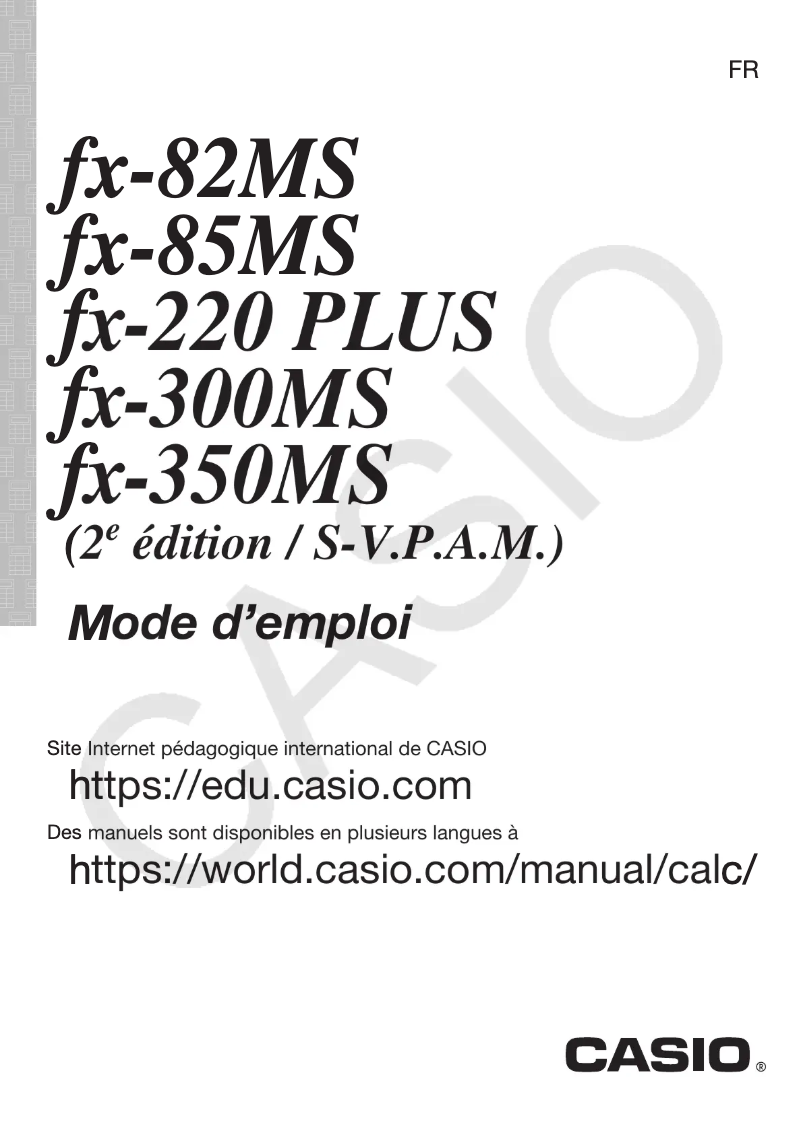 Page 1 de la notice Manuel utilisateur Casio FX-350MS