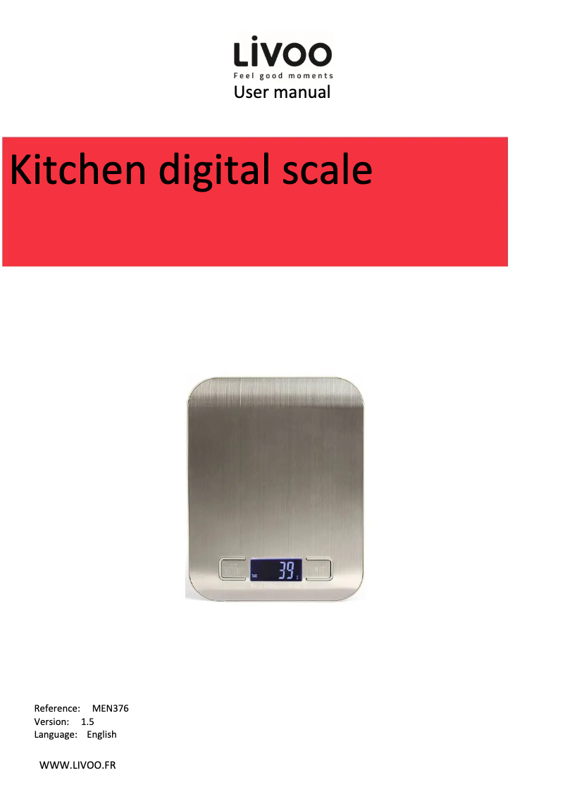 Page 1 de la notice Manuel utilisateur Livoo MEN376