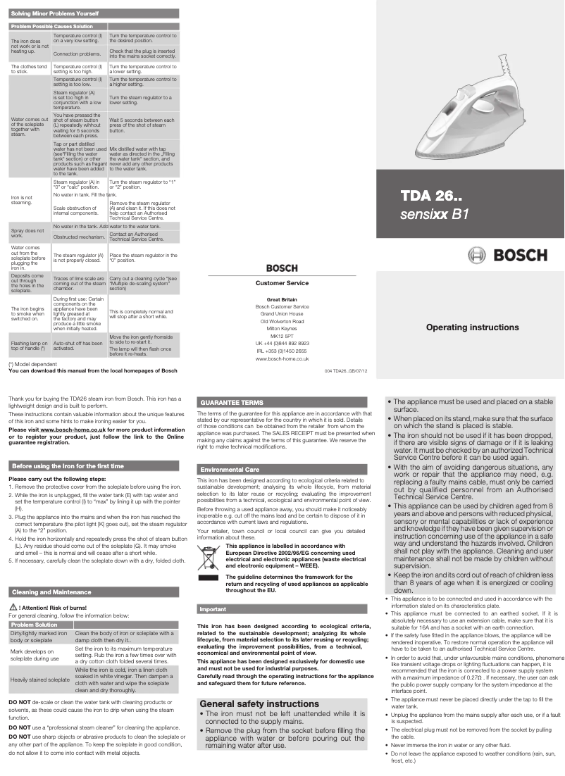 Page 1 of the manual User Manual Bosch TDA2651GB