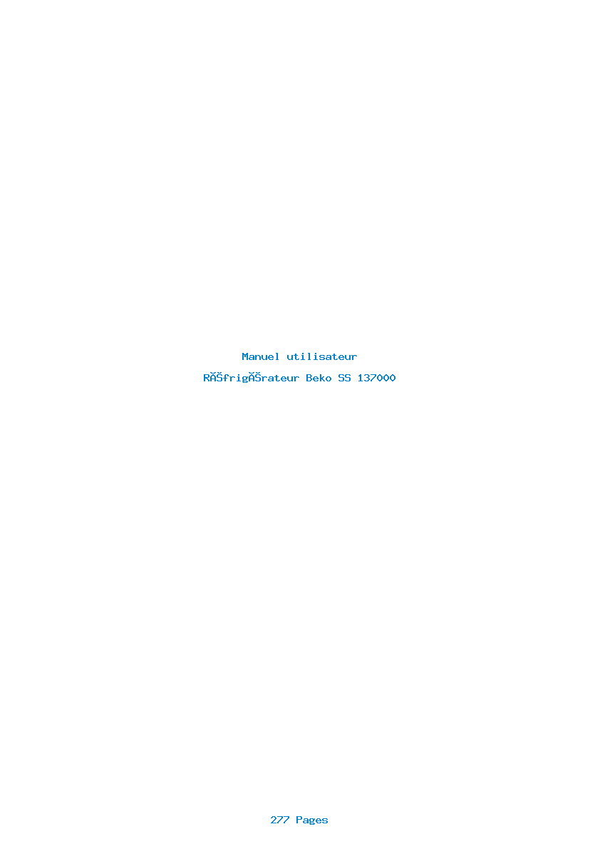 Page 1 de la notice Manuel utilisateur Beko SS 137000