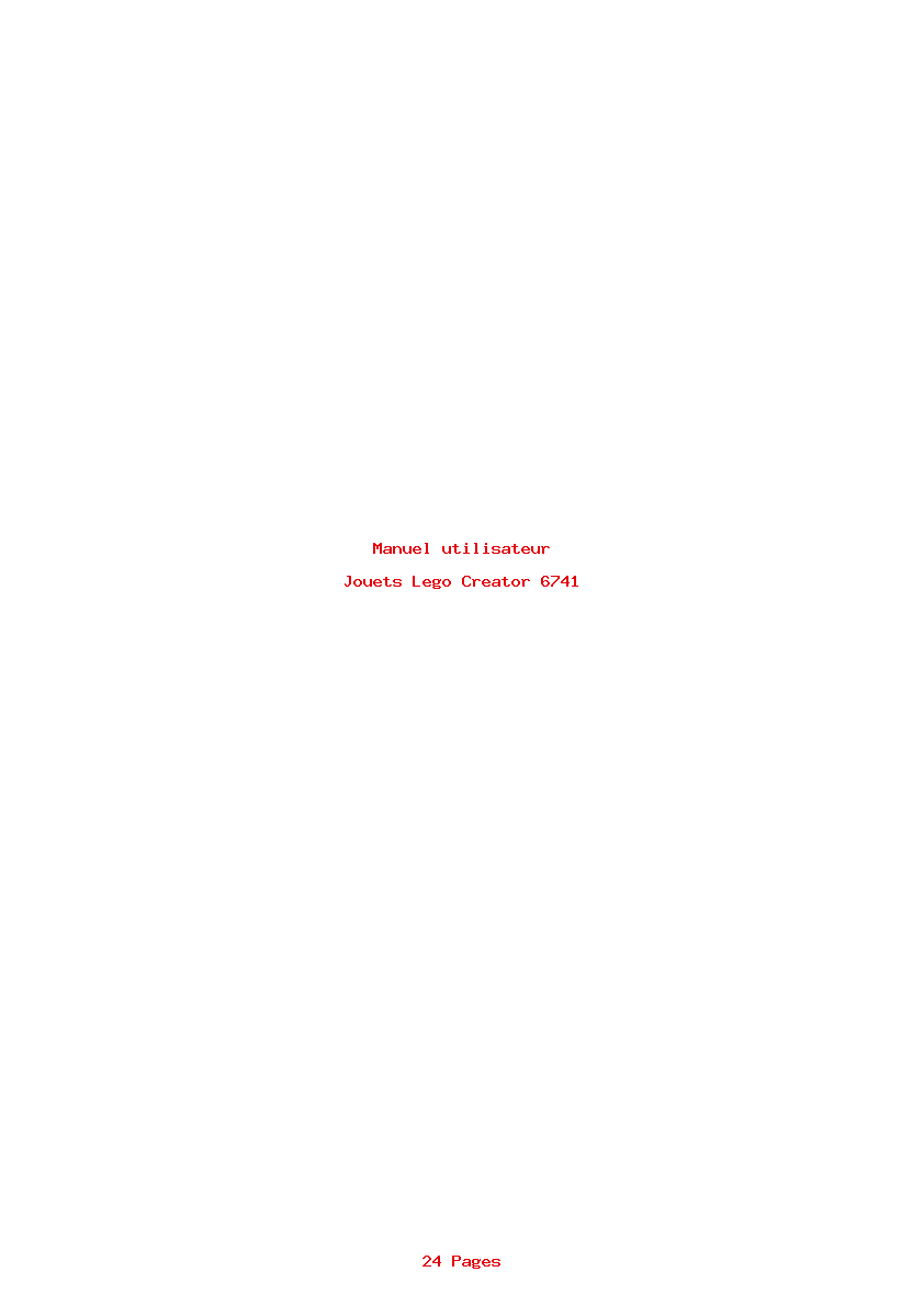 Page 1 de la notice Manuel utilisateur Lego Creator 6741
