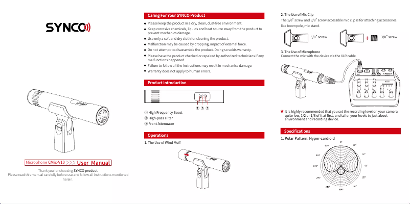Page 1 de la notice Manuel utilisateur Synco Cmic-V10