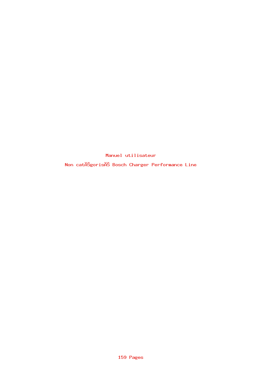 Page 1 de la notice Manuel utilisateur Bosch Charger Performance Line