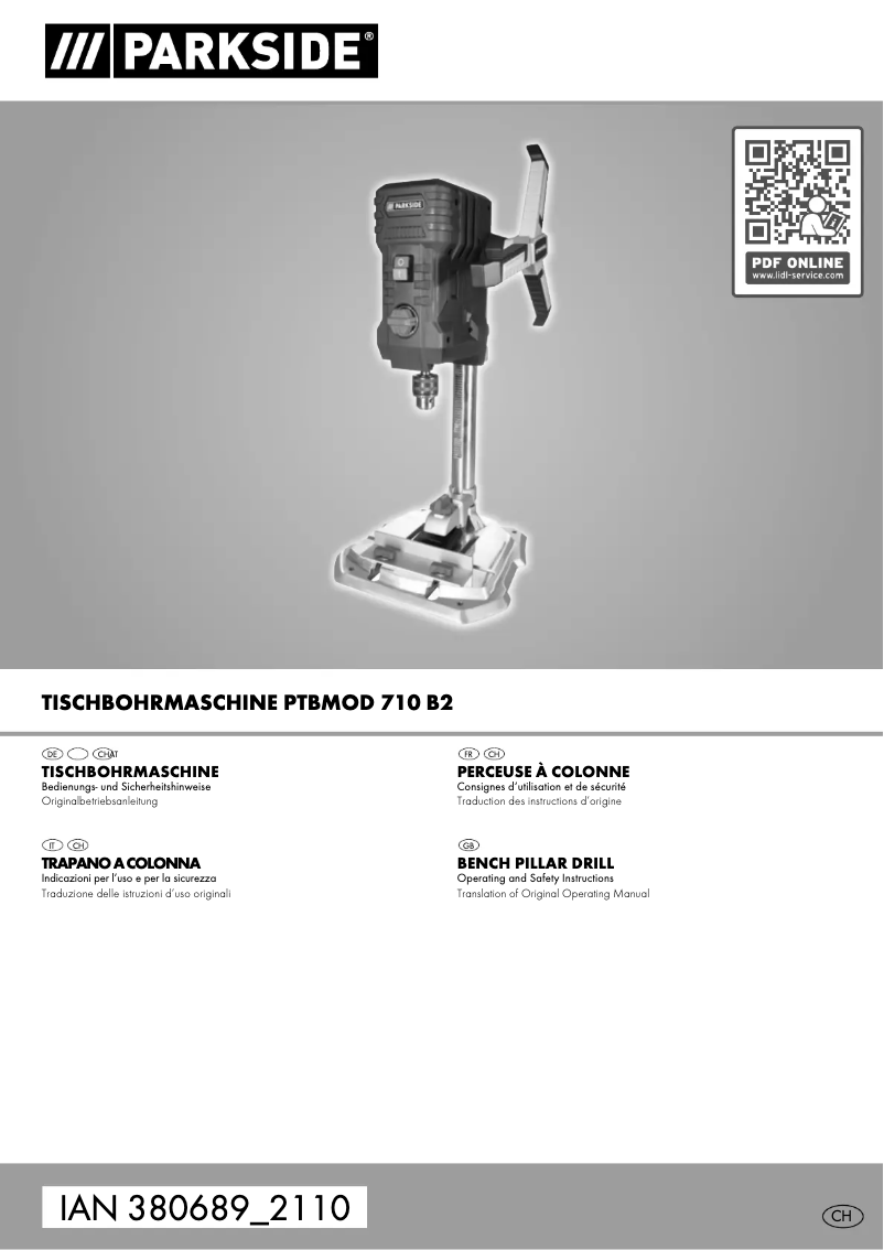 Page 1 de la notice Manuel utilisateur Parkside PTBMOD 710 B2