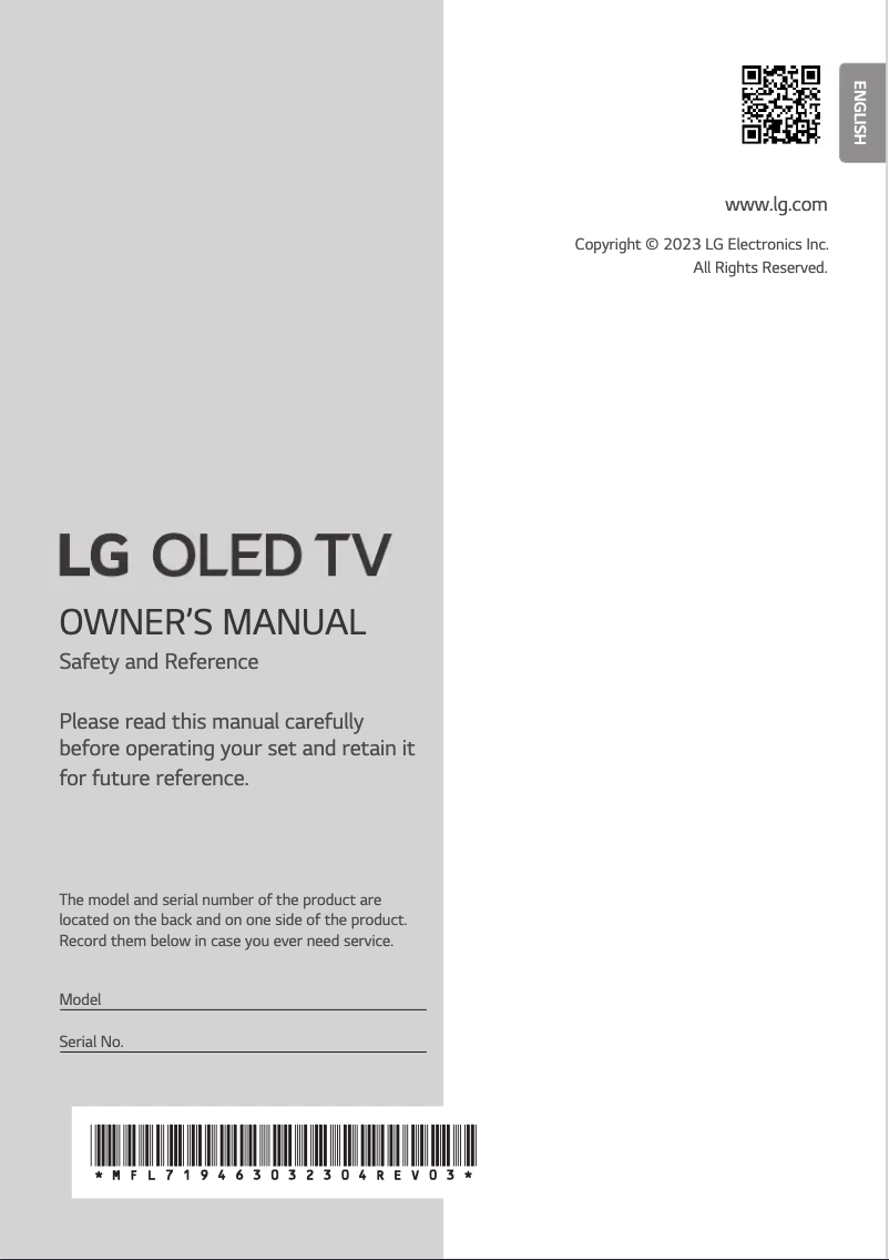 Page 1 de la notice Manuel utilisateur LG OLED77Z39LA