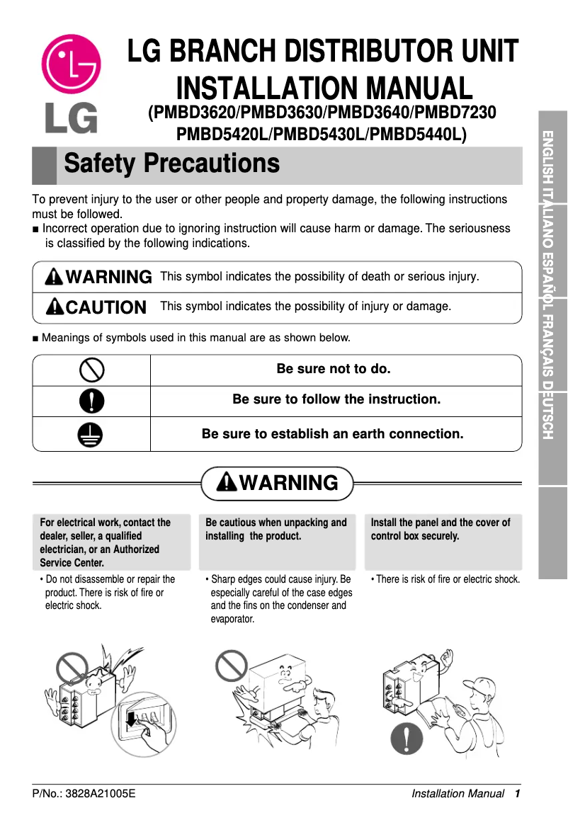 Page 1 de la notice Manuel utilisateur LG PMBD3640