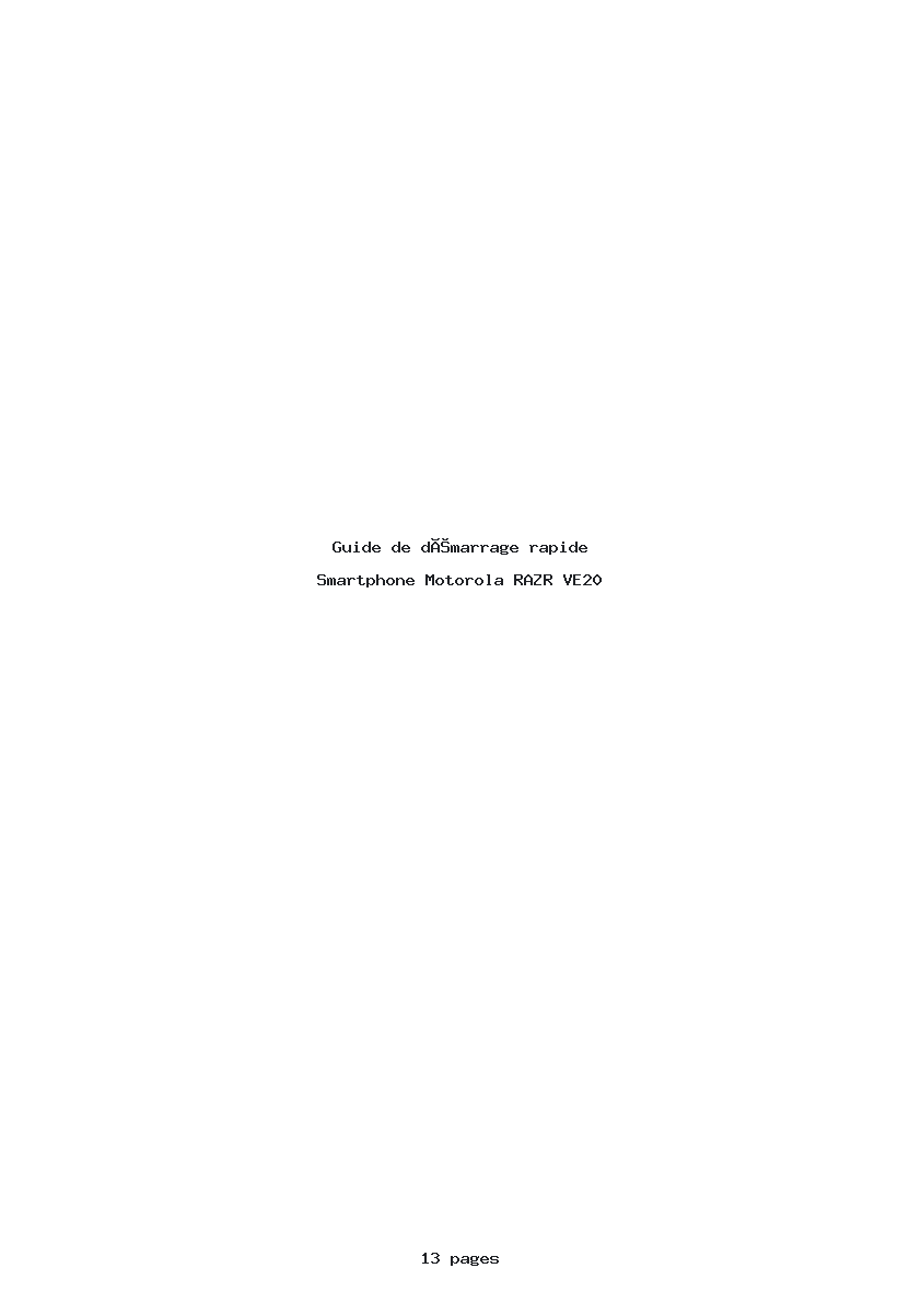 Page 1 de la notice Guide de démarrage rapide Motorola RAZR VE20