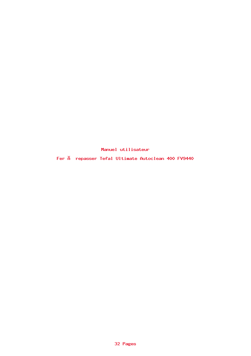 Page 1 de la notice Manuel utilisateur Tefal Ultimate Autoclean 400 FV9440