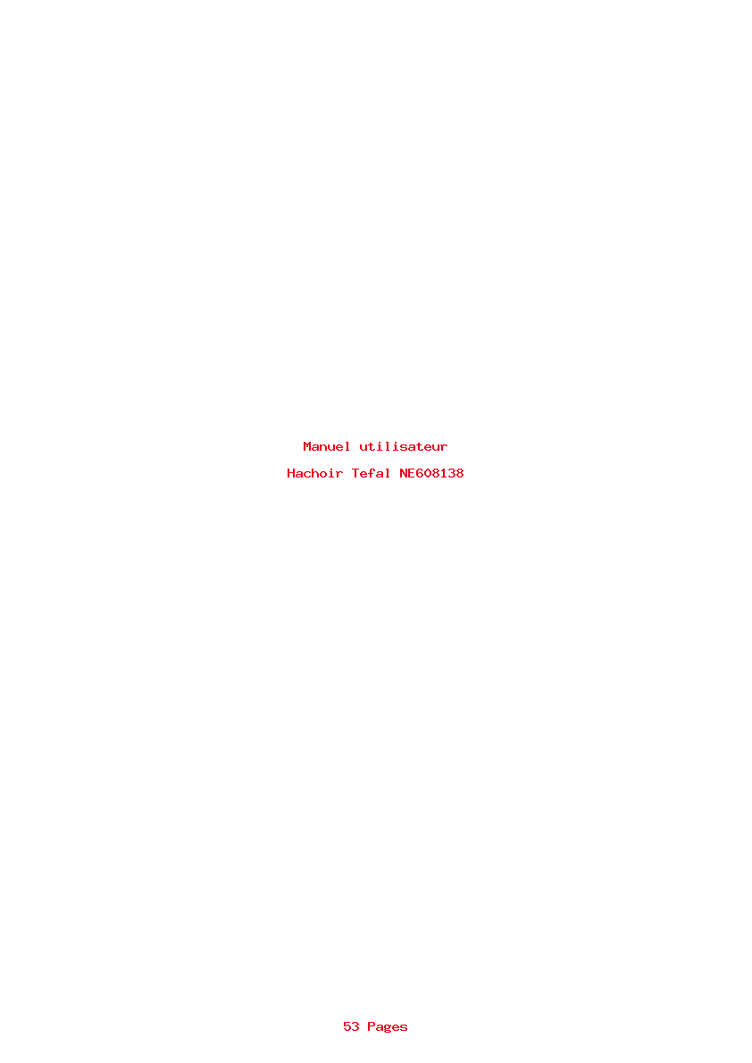 Page 1 de la notice Manuel utilisateur Tefal NE608138