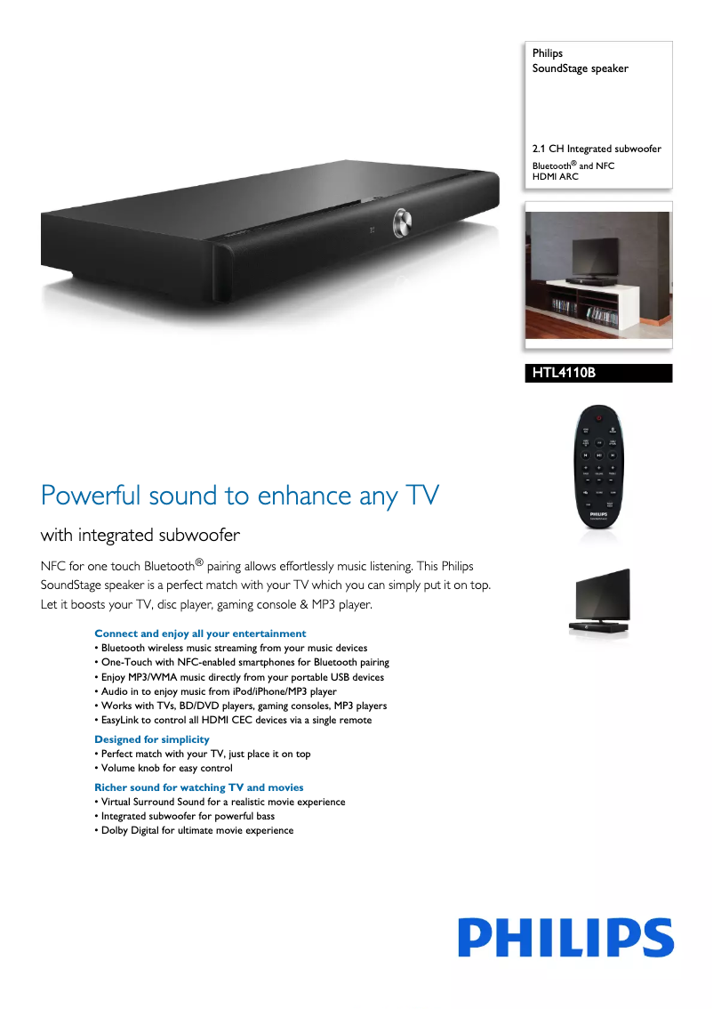 Página 1 del manual Folleto Philips HTL4110B
