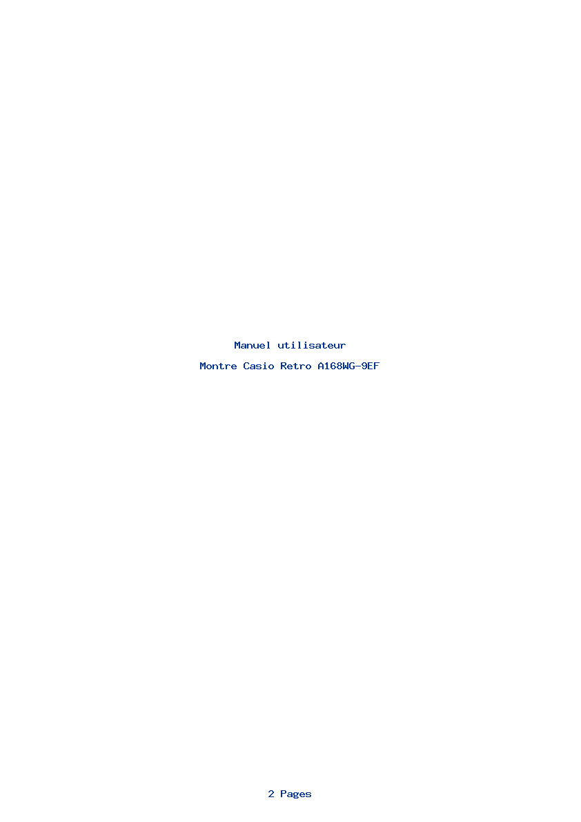 Page 1 de la notice Manuel utilisateur Casio Retro A168WG-9EF