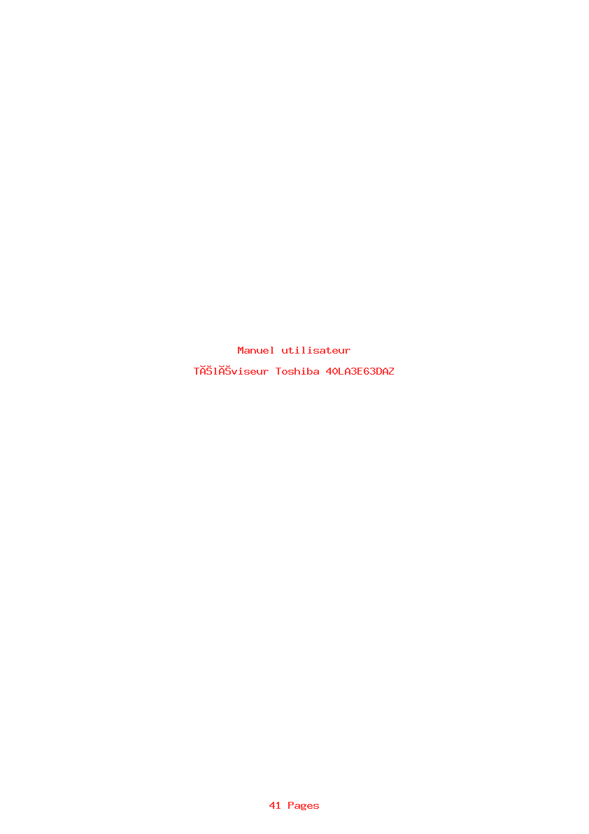 Page 1 de la notice Manuel utilisateur Toshiba 40LA3E63DAZ