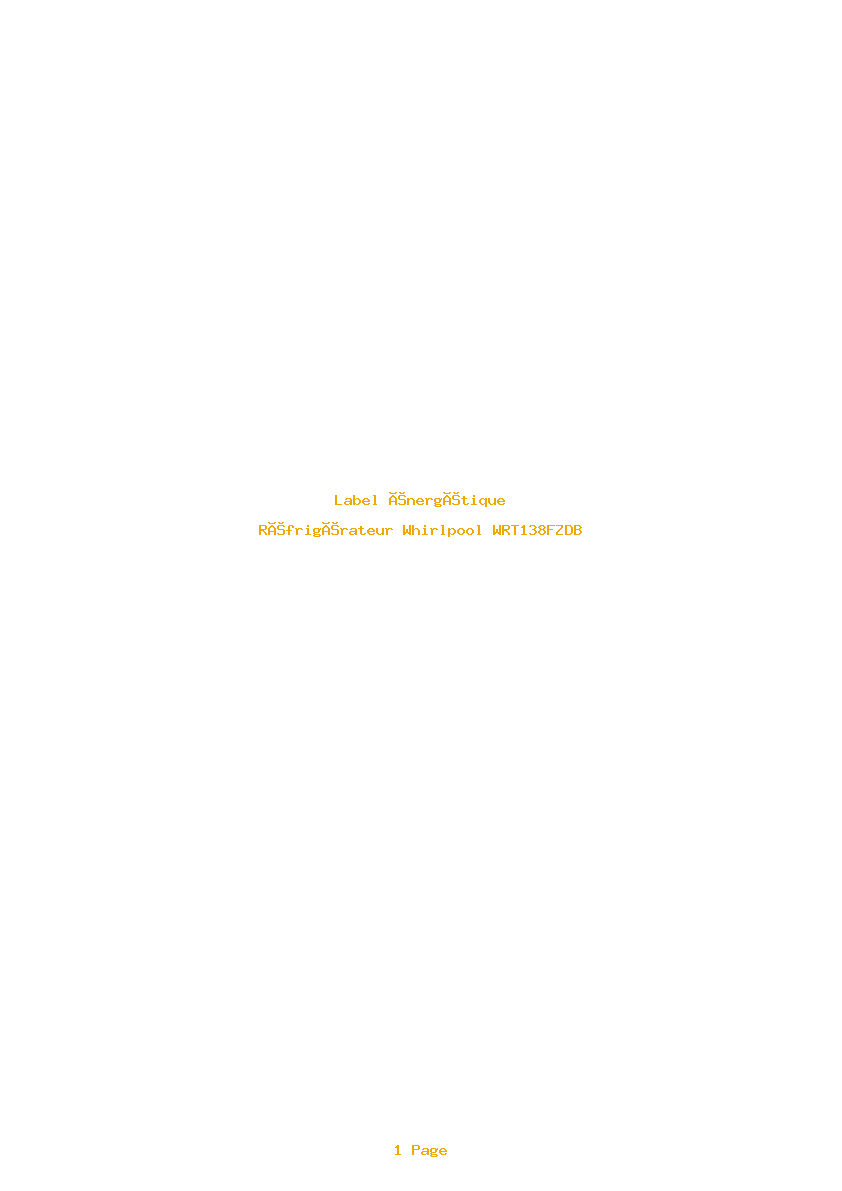 Page 1 de la notice Label énergétique Whirlpool WRT138FZDB