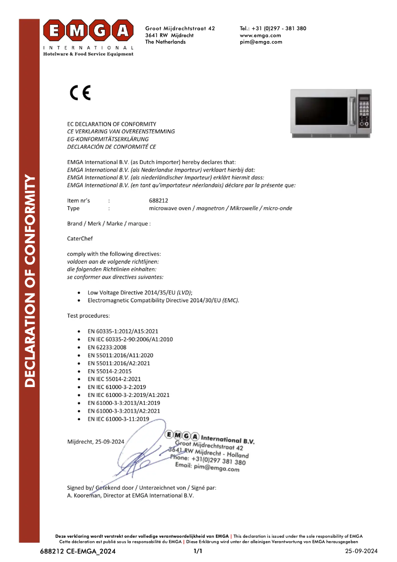 Page 1 de la notice Manuel utilisateur CaterChef 688.212