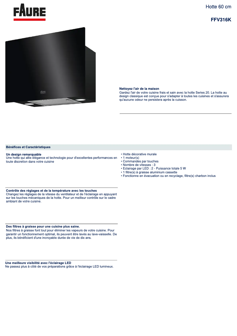 Página 1 del manual Ficha técnica Electrolux FFV316K