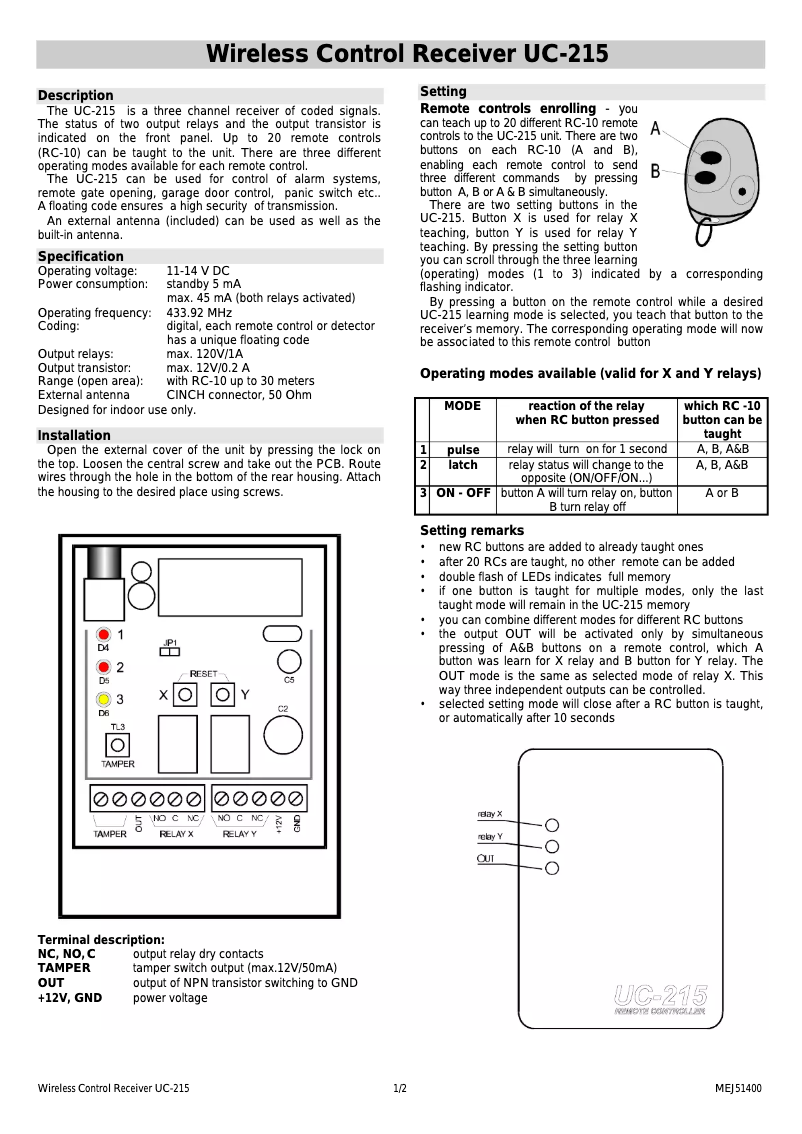 Page 1 of the manual User Manual Joblotron UC-215