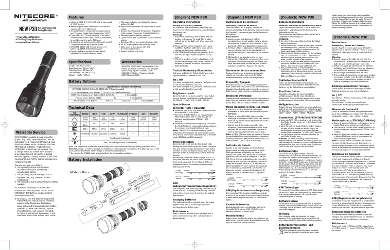 Page 1 de la notice Manuel utilisateur Nitecore P30