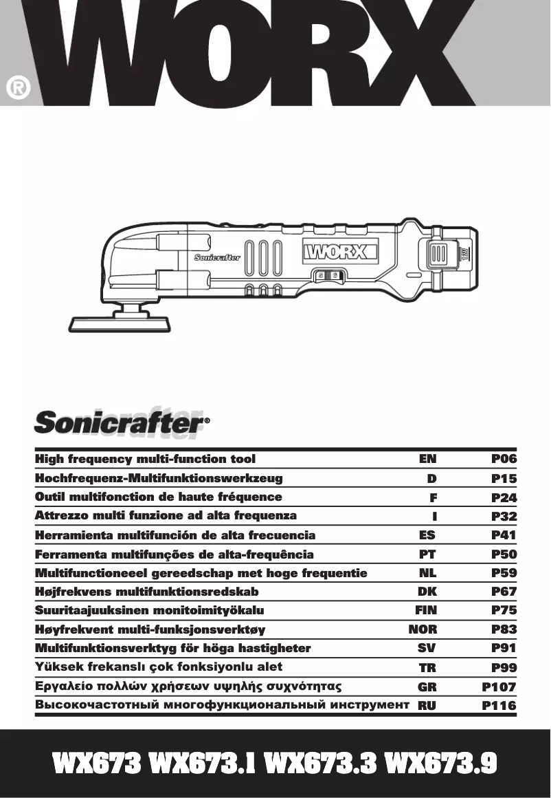 Page 1 de la notice Manuel utilisateur Worx Sonicrafter WX673.1