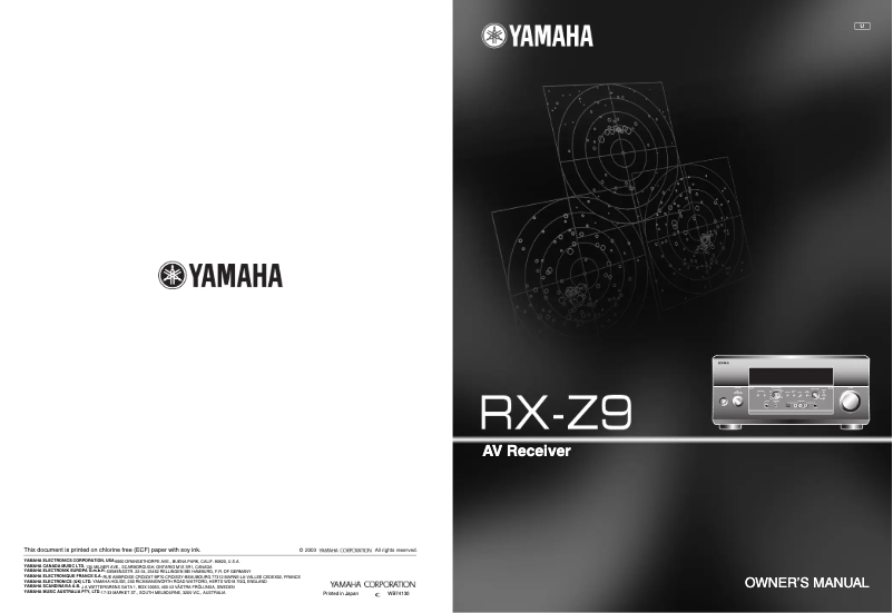 Page 1 de la notice Manuel utilisateur Yamaha RX-Z9