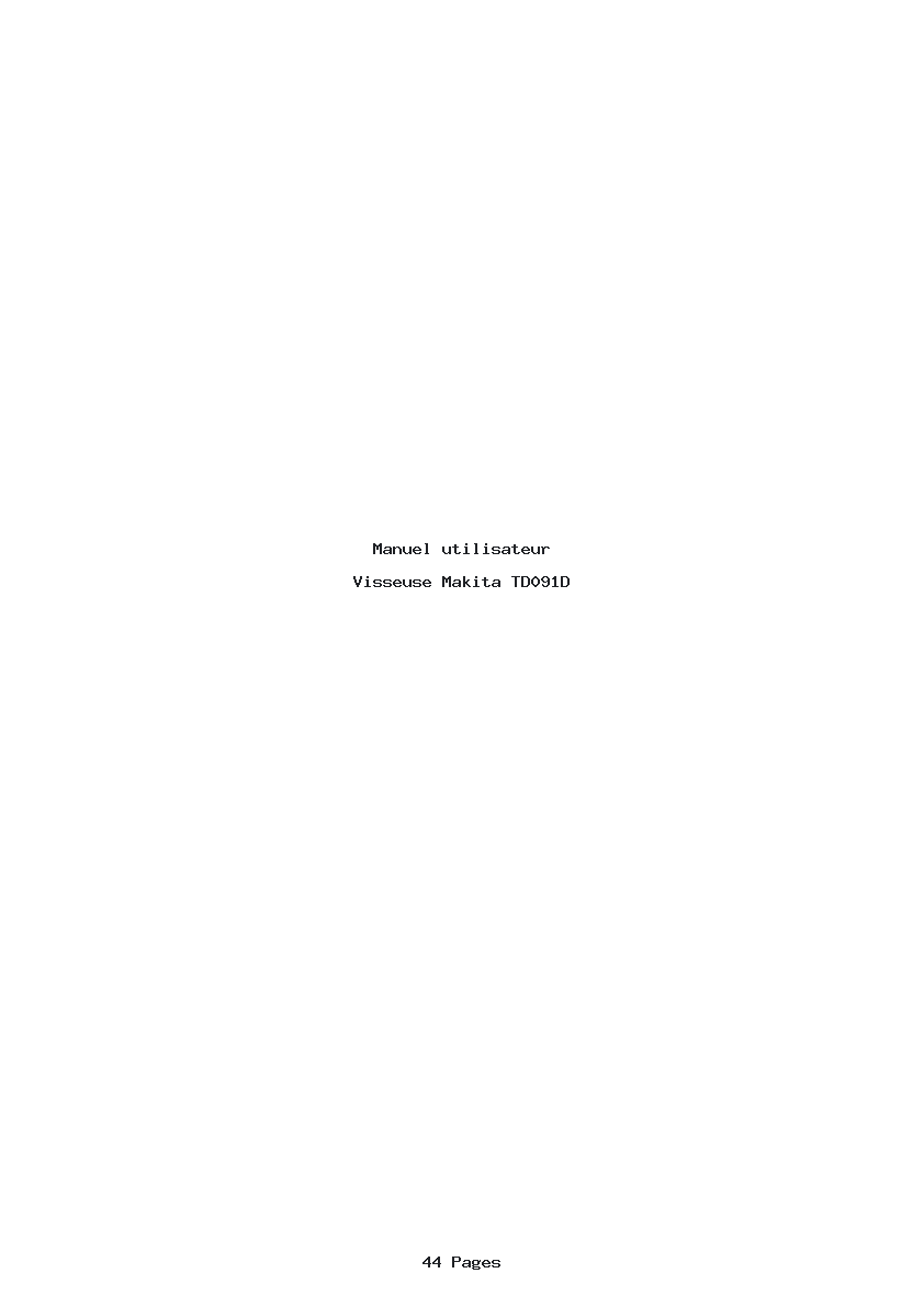 Page 1 de la notice Manuel utilisateur Makita TD091D