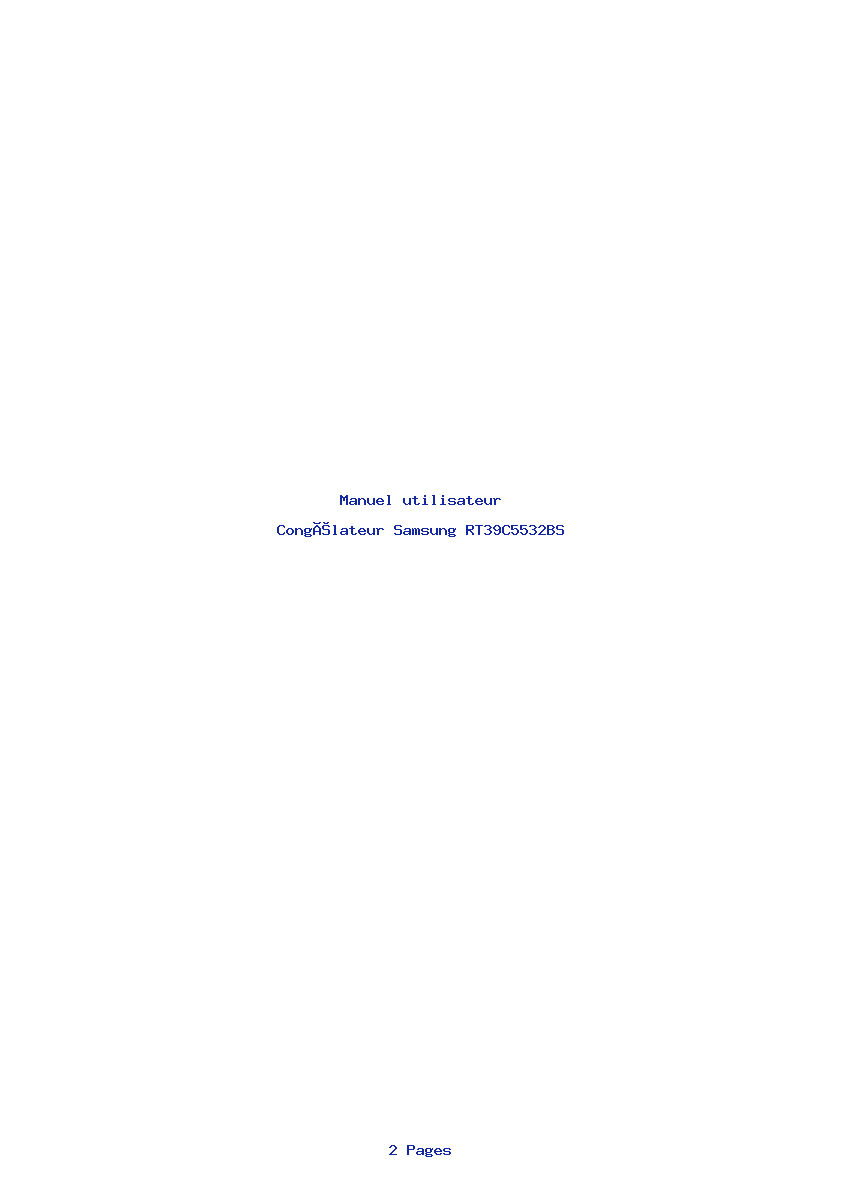 Page 1 de la notice Manuel utilisateur Samsung RT39C5532BS