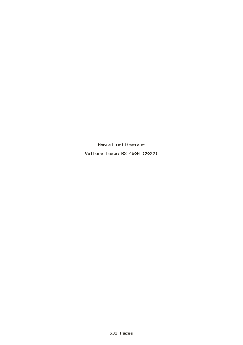 Page 1 de la notice Manuel utilisateur Lexus RX 450H (2022)