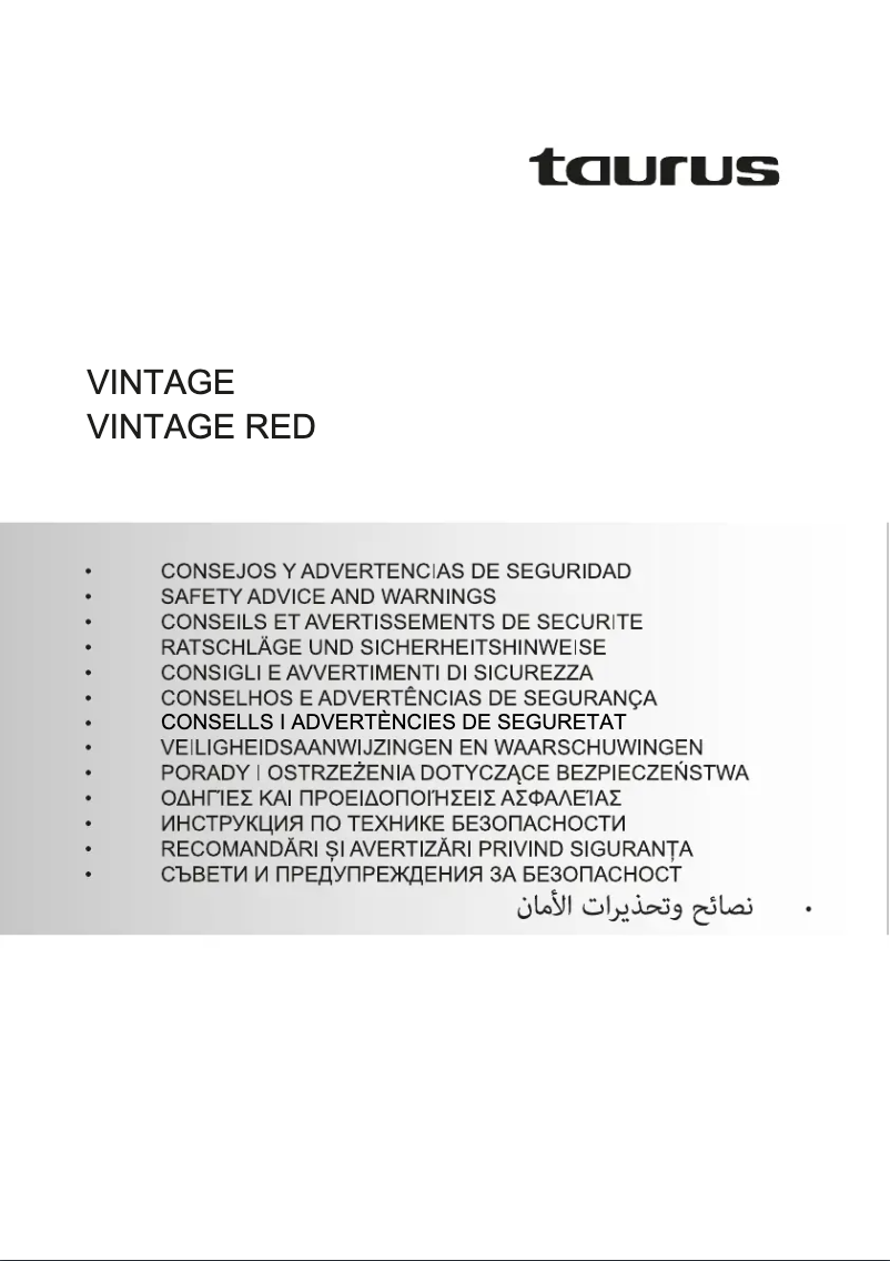 Page 1 de la notice Manuel utilisateur Taurus Vintage Red
