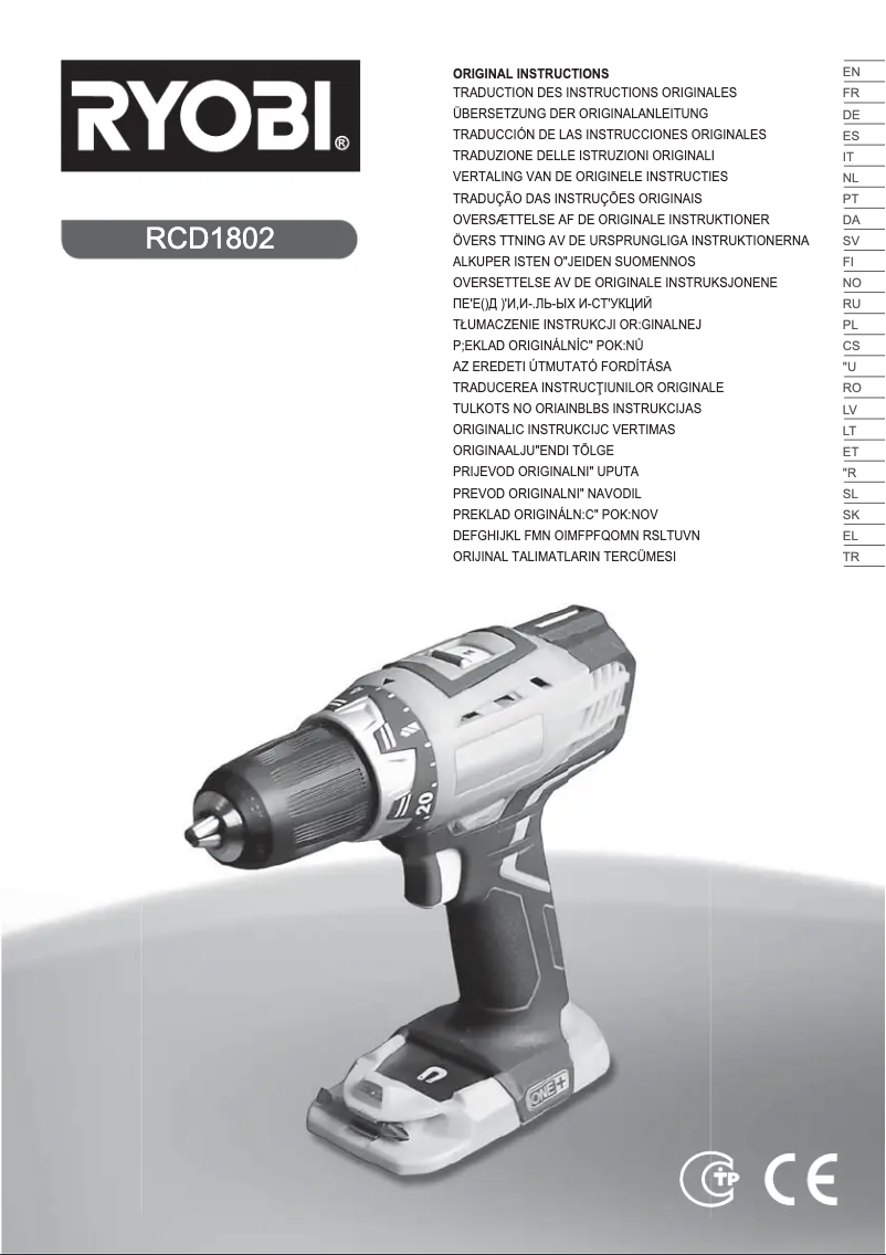 Page 1 of the manual User Manual RYOBI RCD18022L