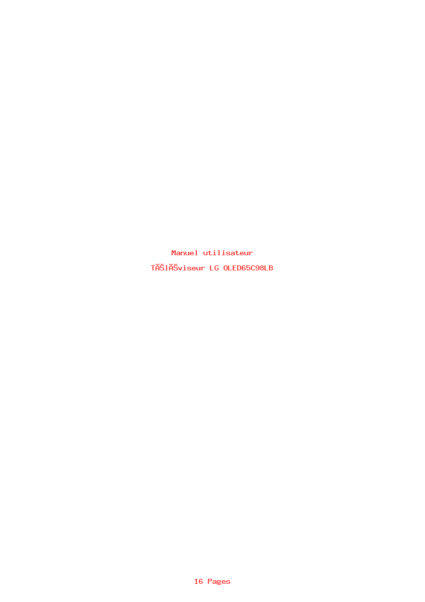 Page 1 de la notice Manuel utilisateur LG OLED65C98LB