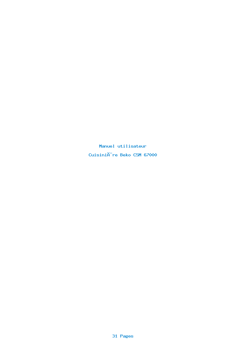 Page 1 de la notice Manuel utilisateur Beko CSM 67000