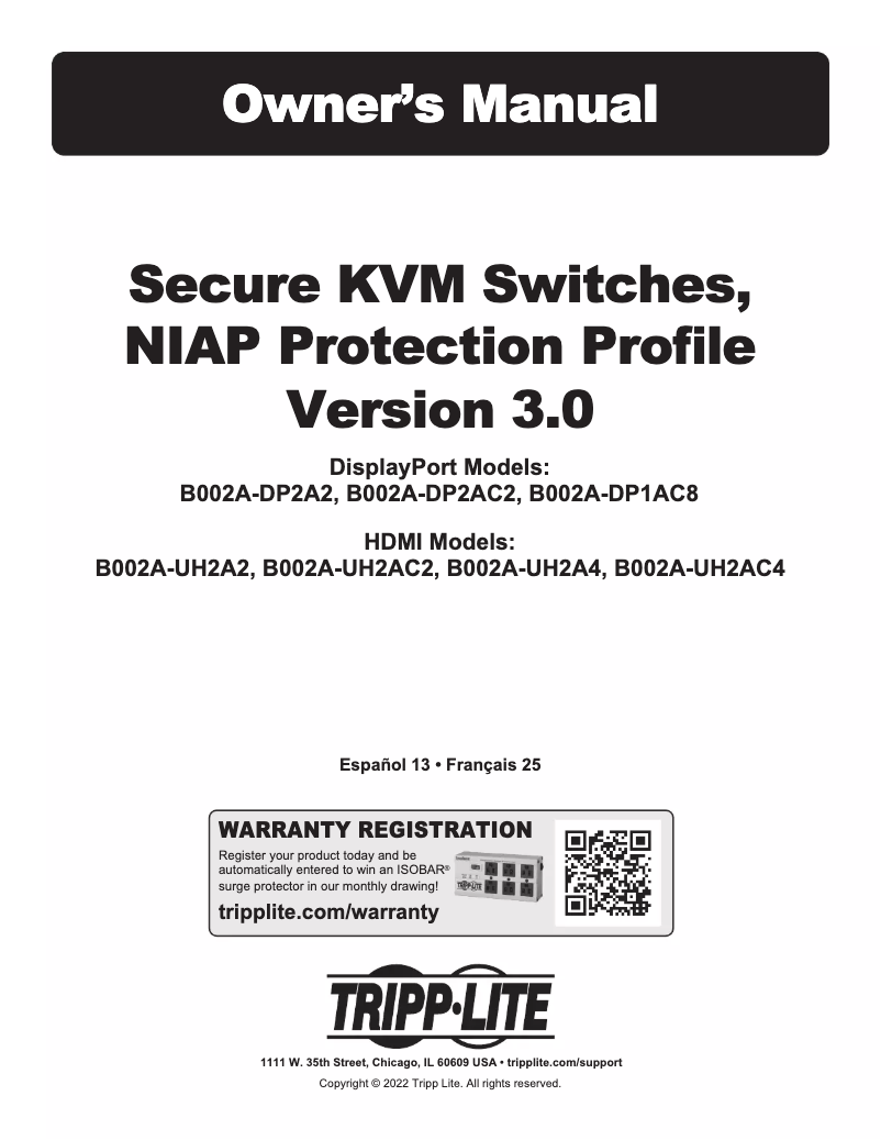Página 1 del manual Manual de usuario Tripp Lite B002A-UH2A4
