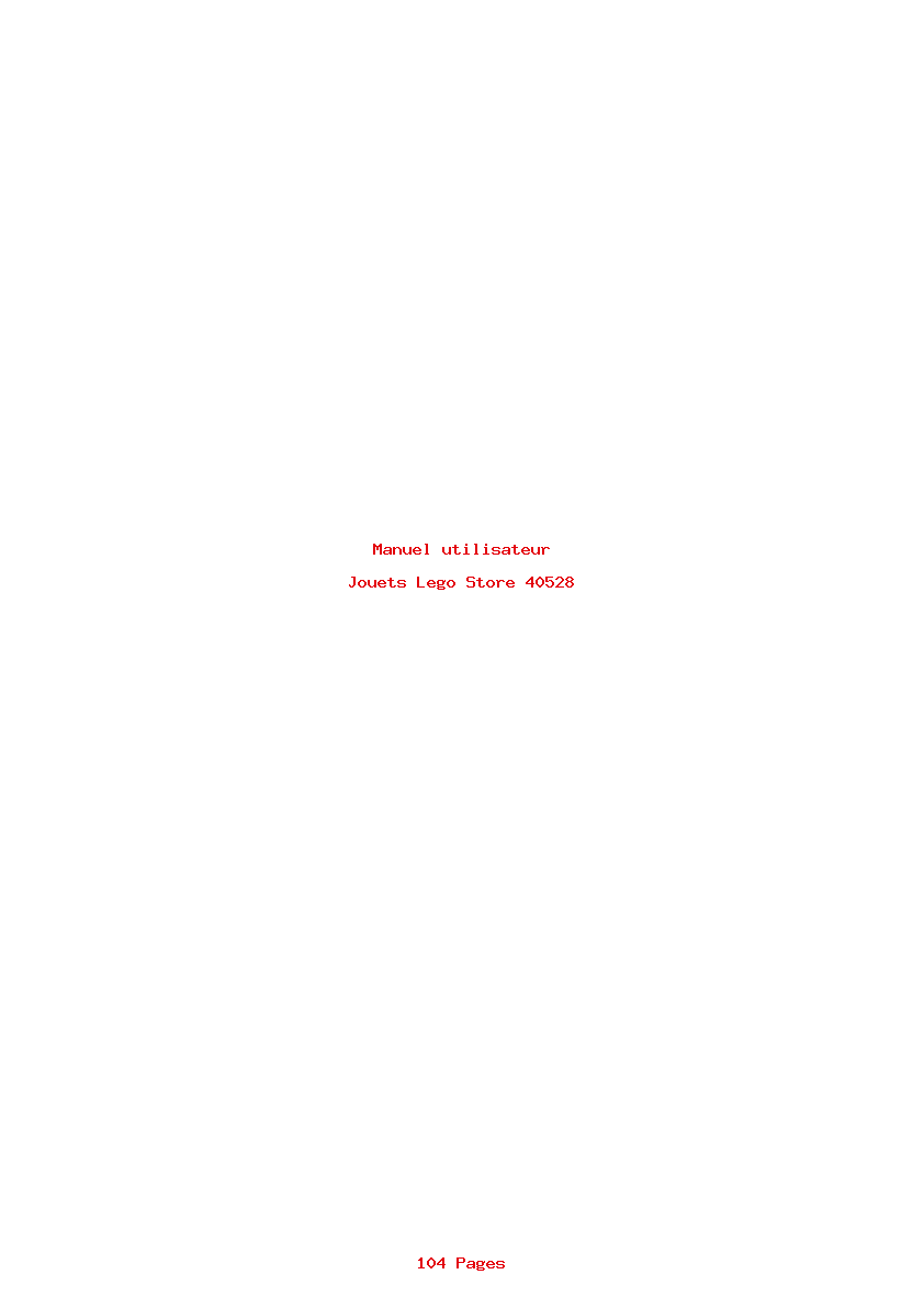 Page 1 de la notice Manuel utilisateur Lego Store 40528