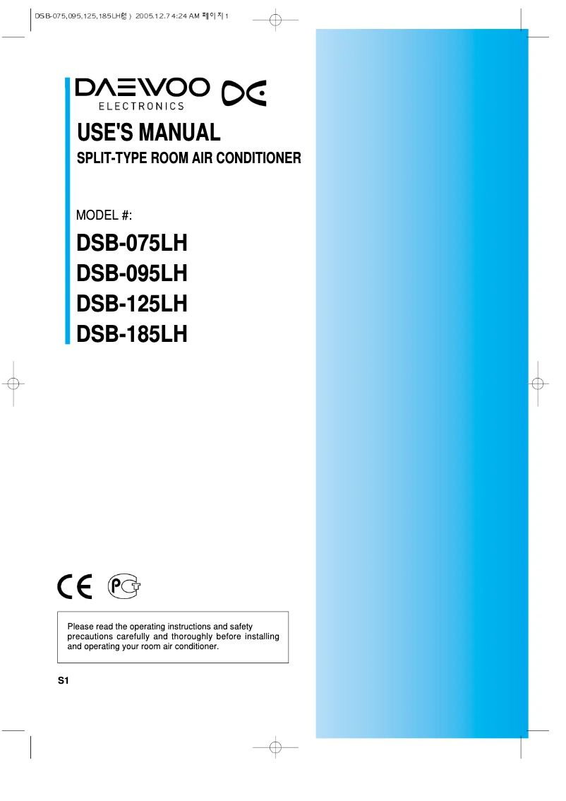 Page 1 of the manual User Manual Daewoo DSB-095LH